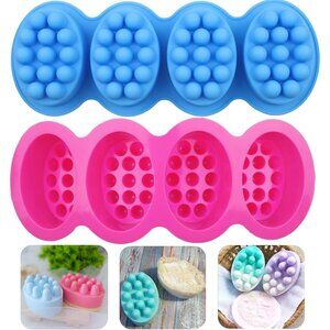 2Pcs Silicone Massage Bar Soap Molds, Handmade Soap Molds for Soap Making, 3D Ha